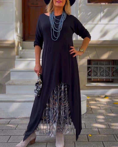 Raffaella™ | Vestido asimétrico con mangas largas y falda tipo tul para un look chic y único