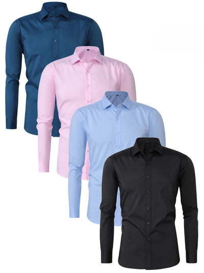 Byron™ – Camisa de manga larga para caballero, de estilo elegante con cierre de botones al frent