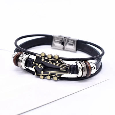 Pulsera de Cuero de Guitarra Hecha a Mano