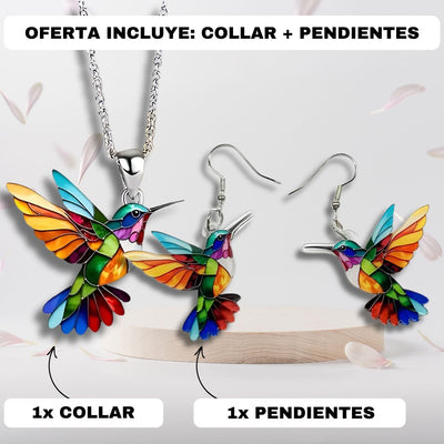 Auréa™ | Elegante Collar y Pendientes de Colibrí