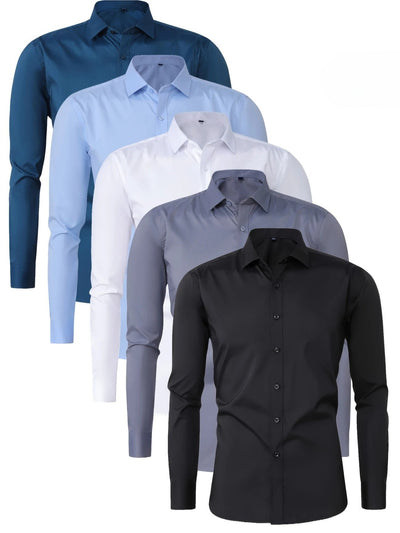 Byron™ – Camisa de manga larga para caballero, de estilo elegante con cierre de botones al frent