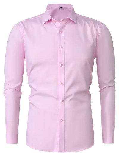 Byron™ – Camisa de manga larga para caballero, de estilo elegante con cierre de botones al frent