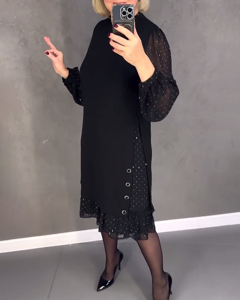 Eliana™ | Vestido elegante con mangas transparentes y corte favorecedor para el otoño