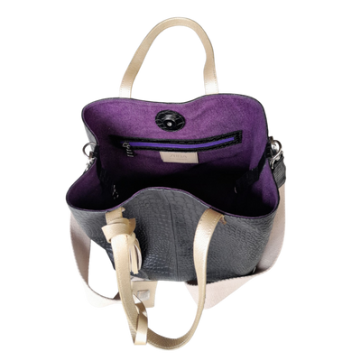 Giulia™ | Bolso Negro de Cuero con Estilo Reptil