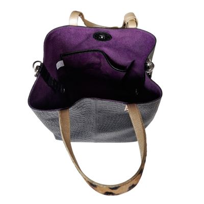 Giulia™ | Bolso Negro de Cuero con Estilo Reptil