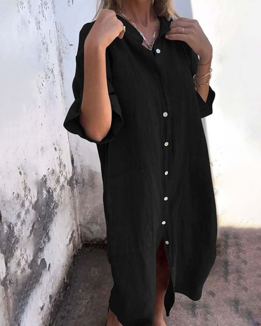 Melanie™ | Vestido Camisero Casual Estilo Ibiza hasta el Tobillo