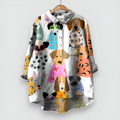 Kathrin™ | Blusa Fresca con Diseño de Perritos y Tela de Alta Calidad