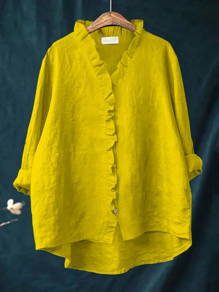 Sanela™ | Blusa de Lino y Algodón con Volantes