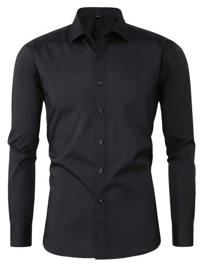 Byron™ – Camisa de manga larga para caballero, de estilo elegante con cierre de botones al frent