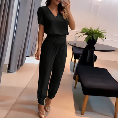Elena - Conjunto de Blusa y Pantalón a la Moda con Cobertura Abdominal