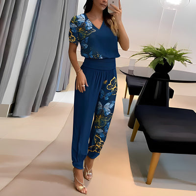 Elena - Conjunto de Blusa y Pantalón a la Moda con Cobertura Abdominal