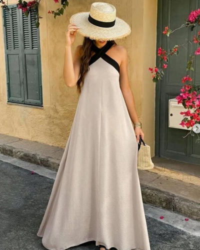 Sienna™ | Vestido sofisticado con espalda descubierta y cuello cruzado moderno