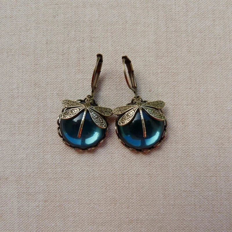 Pendientes Libélula en Oro Antiguo