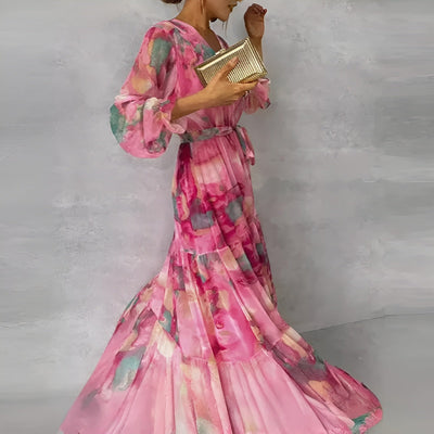 Lucia™ | Vestido largo de verano con estampado floral y silueta ajustable