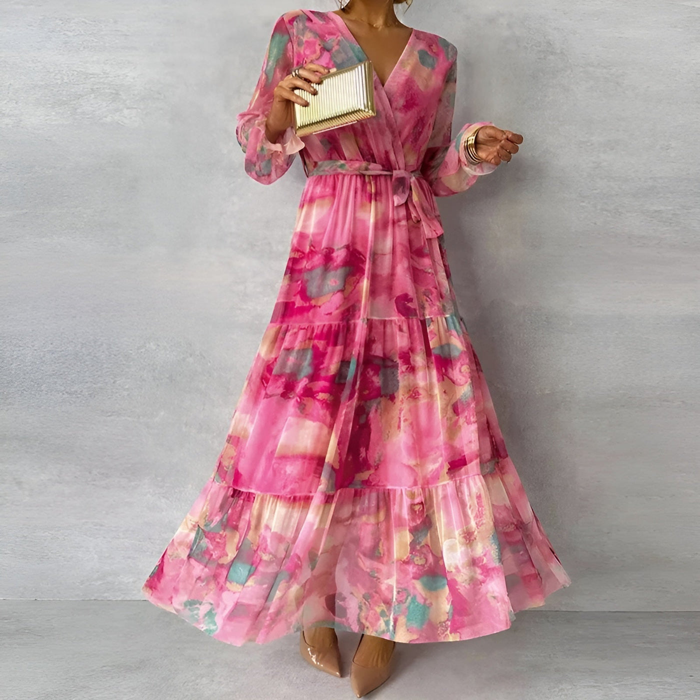 Lucia™ | Vestido largo de verano con estampado floral y silueta ajustable