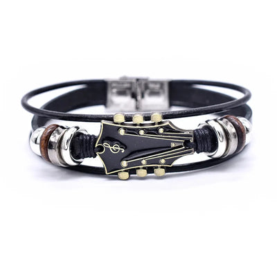 Pulsera de Cuero de Guitarra Hecha a Mano