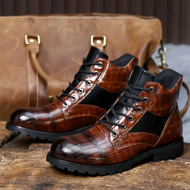 Rendell™ | Botas de Cuero con Diseño de Cocodrilo