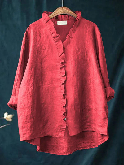 Sanela™ | Blusa de Lino y Algodón con Volantes