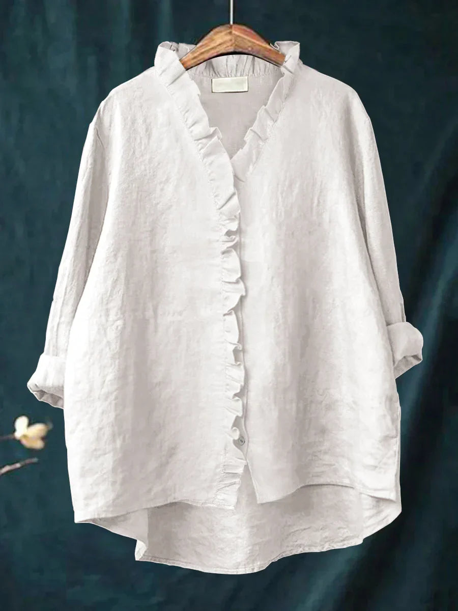 Sanela™ | Blusa de Lino y Algodón con Volantes