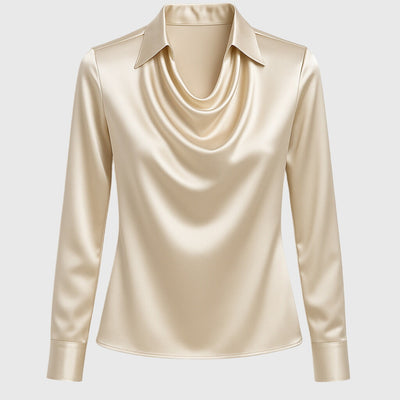 Sylvie™ | Blusa Satinada con Cuello Plisado y Acabado Elegante