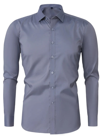 Byron™ – Camisa de manga larga para caballero, de estilo elegante con cierre de botones al frent