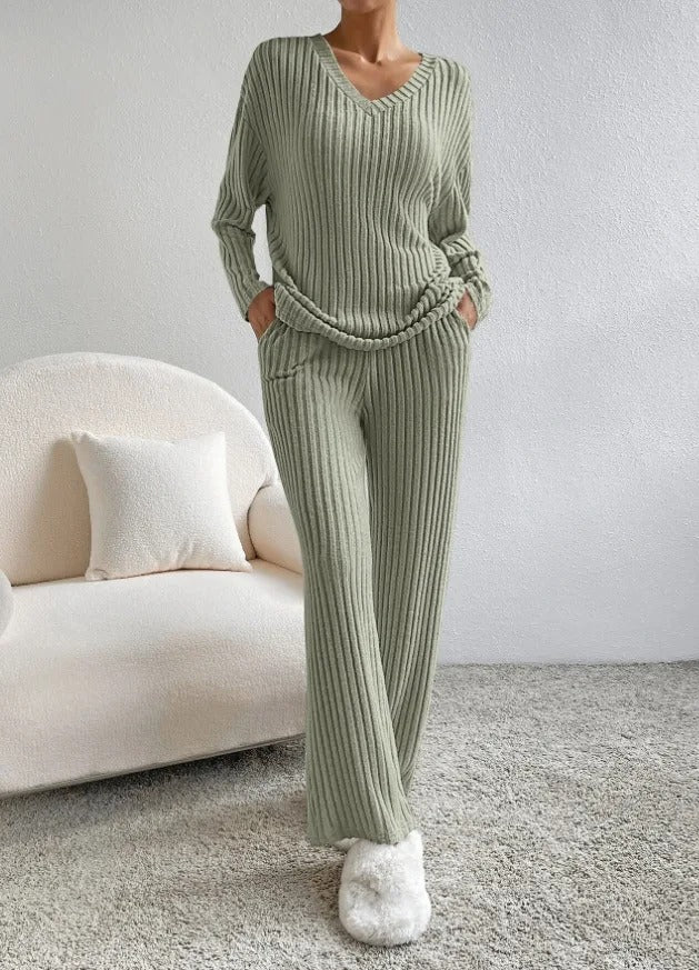 Set Sofía | Conjunto de punto acanalado suave