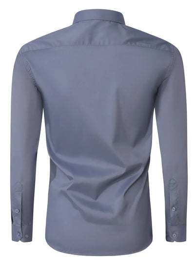 Byron™ – Camisa de manga larga para caballero, de estilo elegante con cierre de botones al frent