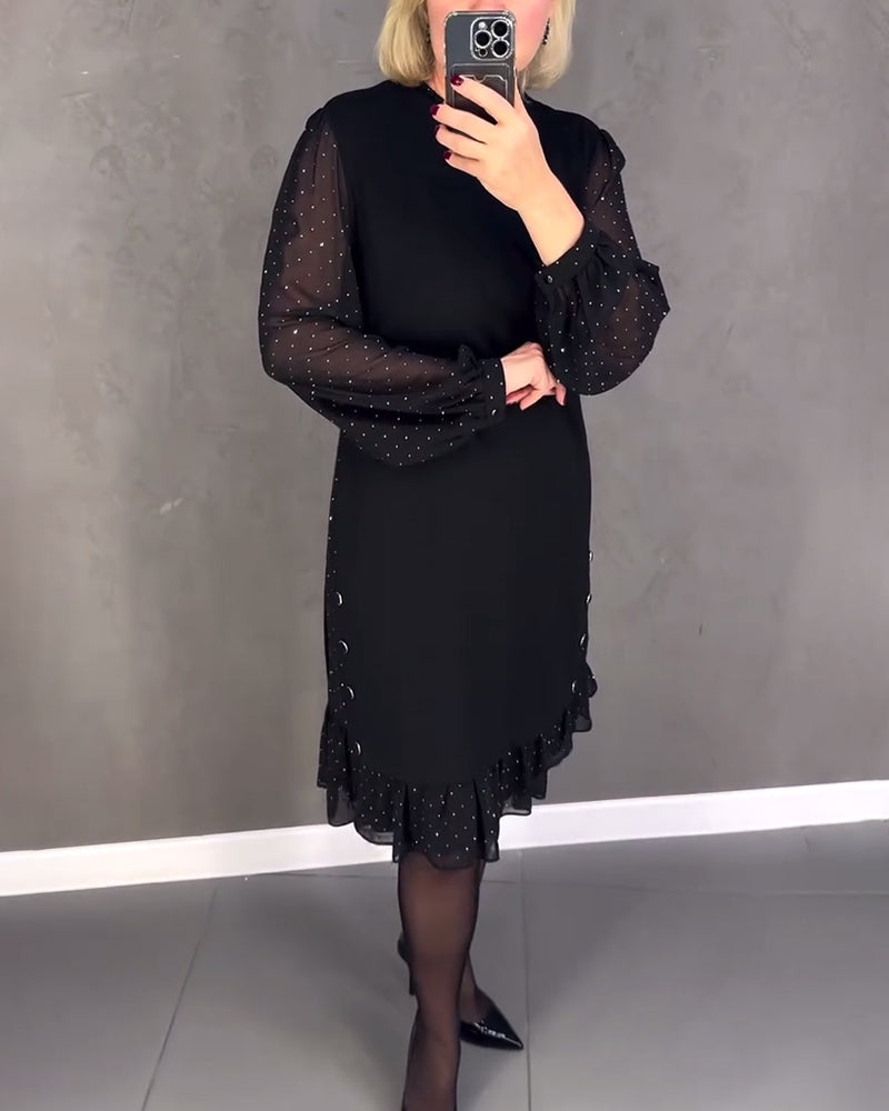 Eliana™ | Vestido elegante con mangas transparentes y corte favorecedor para el otoño