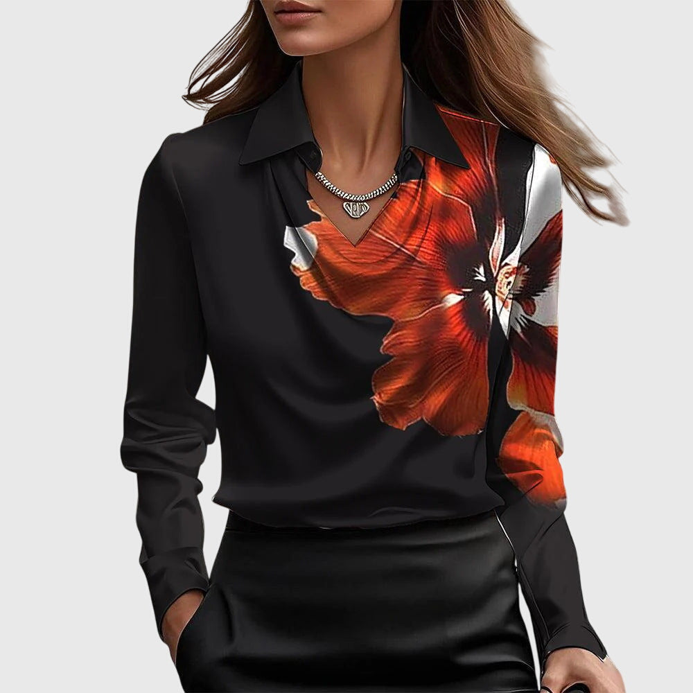 Sylvie™ | Blusa Satinada con Cuello Plisado y Acabado Elegante
