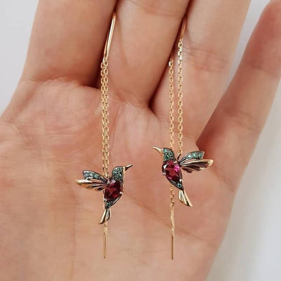 Aretes de Colibrí con Esmalte y Zirconias