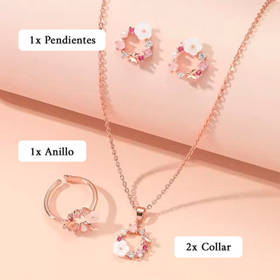 Iris™ | Elegante Collar y Pendientes de Flores