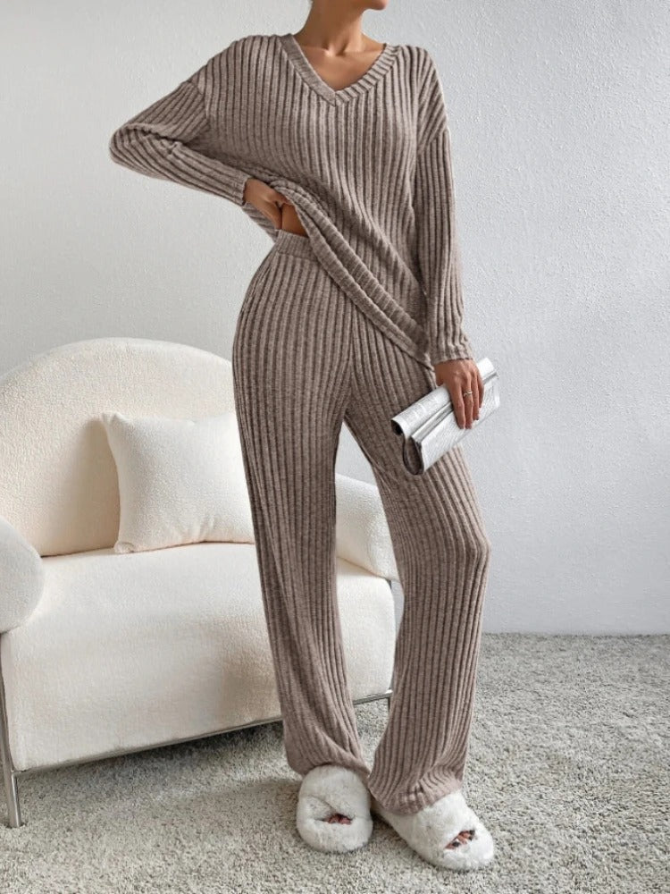 Set Sofía | Conjunto de punto acanalado suave