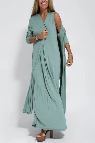 Elise™ | Vestido largo elegante con cárdigan a juego incluido para un toque distinguido